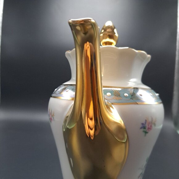 Vintage Bavaria Porcelain Teapot Gold Trim Floral Design - Picture 11 of 16